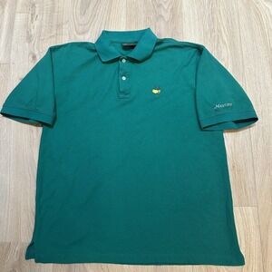 Masters Collection Polo Shirt Mens Large Green Augusta 100% Cotton Athletic